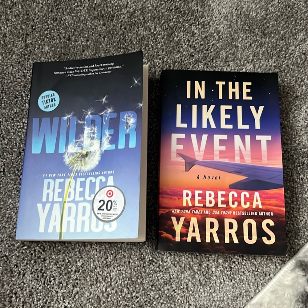 Set of 2 books by Tik Tok author Rebecca Yarros Wilder and In the Likely Event